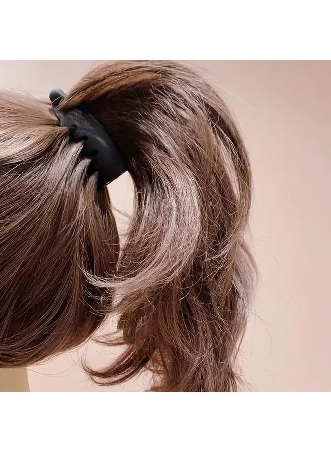 Matte Black Dark Coffee Leopard Print Banana Hair Clip For Women Non Slip Ponytail Holder - Image 1